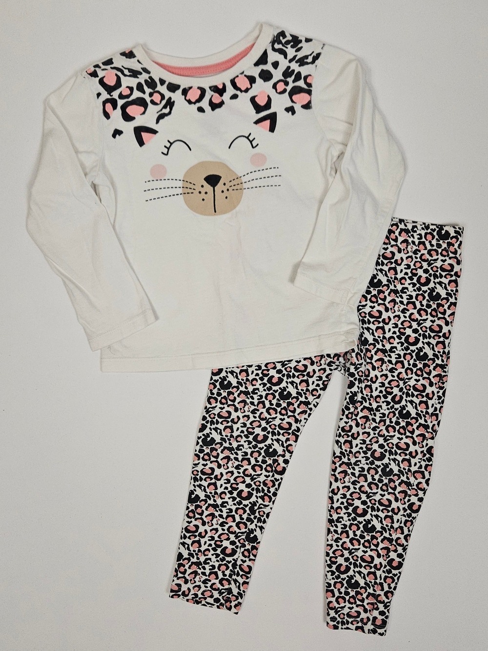 5/$25 George Girls 2 Piece Cat Leopard Print Pajama Set Size 4T